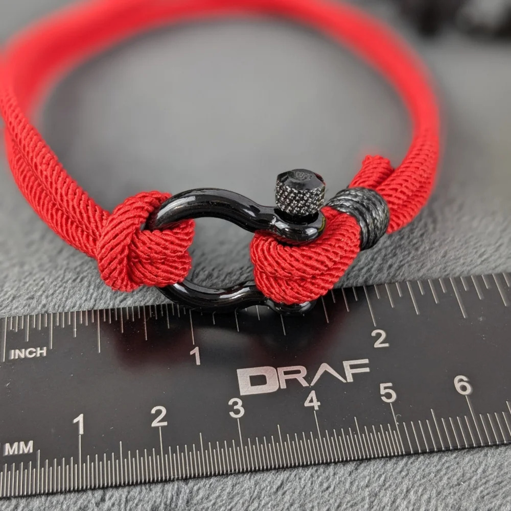 Nylon cord shackle bracelets, about 7", assorted colors, unisex - Picture 5 of 6